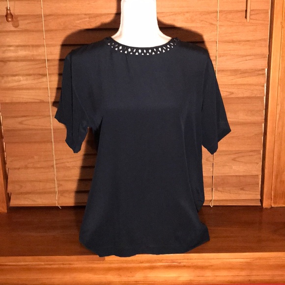 Navy Silk Blouse - Picture 3 of 5